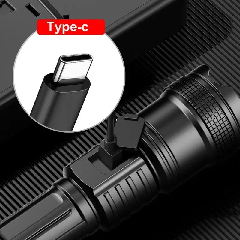 100000LM Super Bright Rechargeable LED Flashlight – Long Range Waterproof Camping Torch