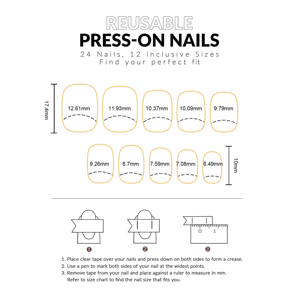 French Press-On Nails – 24-Piece Short Round False Nail Tips, Black & White Polka Dot & Nude Designs, 4 Styles