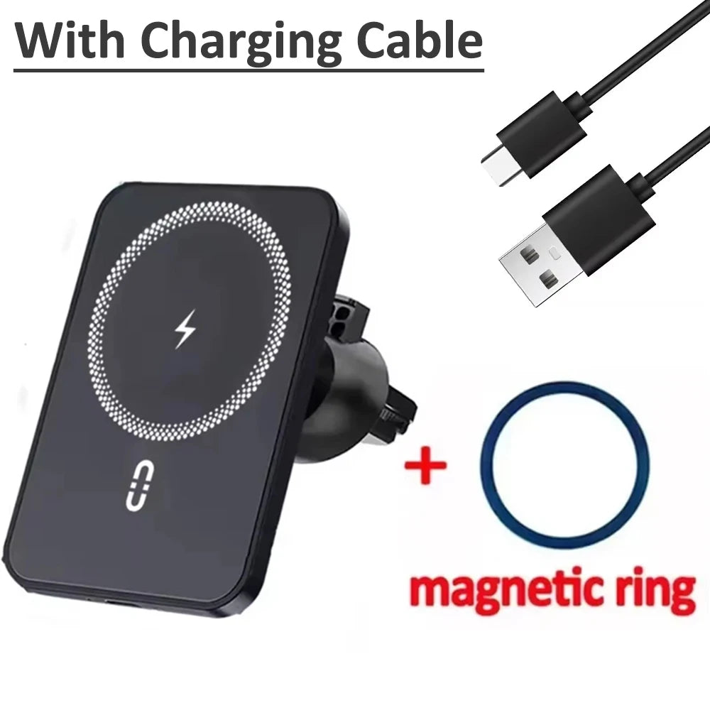 Magnetic Car Air Vent Phone Holder with 15W Wireless Charger – MagSafe Compatible for iPhone 12–17