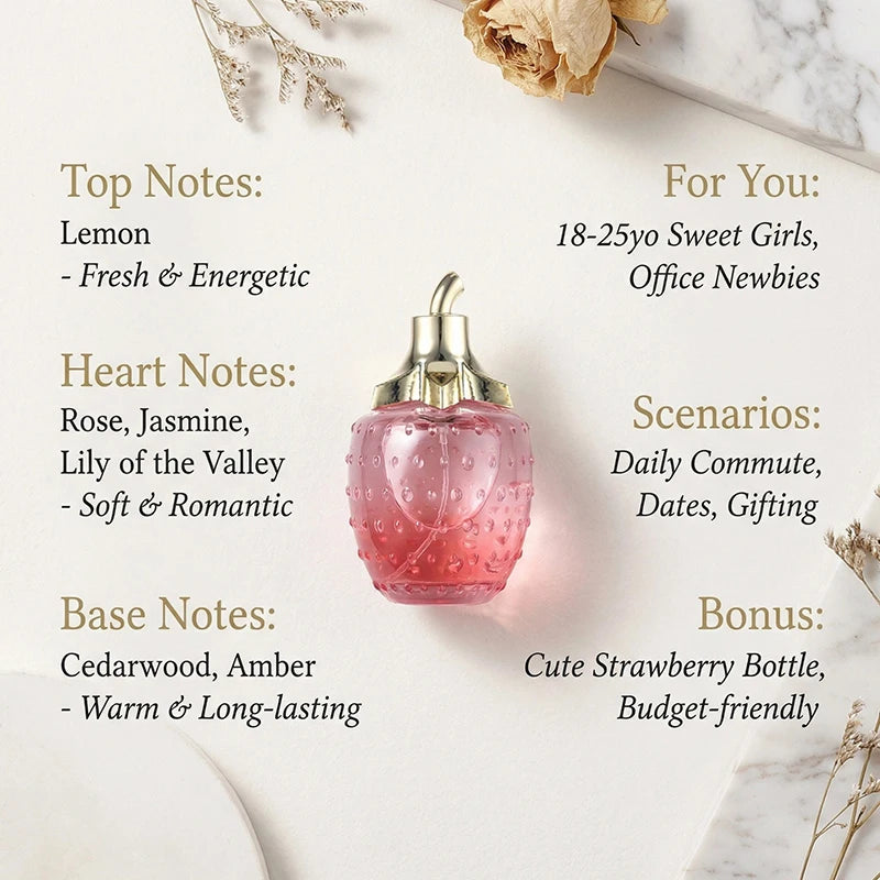 Strawberry Charm Women’s Fragrance Spray 80ml – Fruity Oriental Rose & Jasmine Perfume