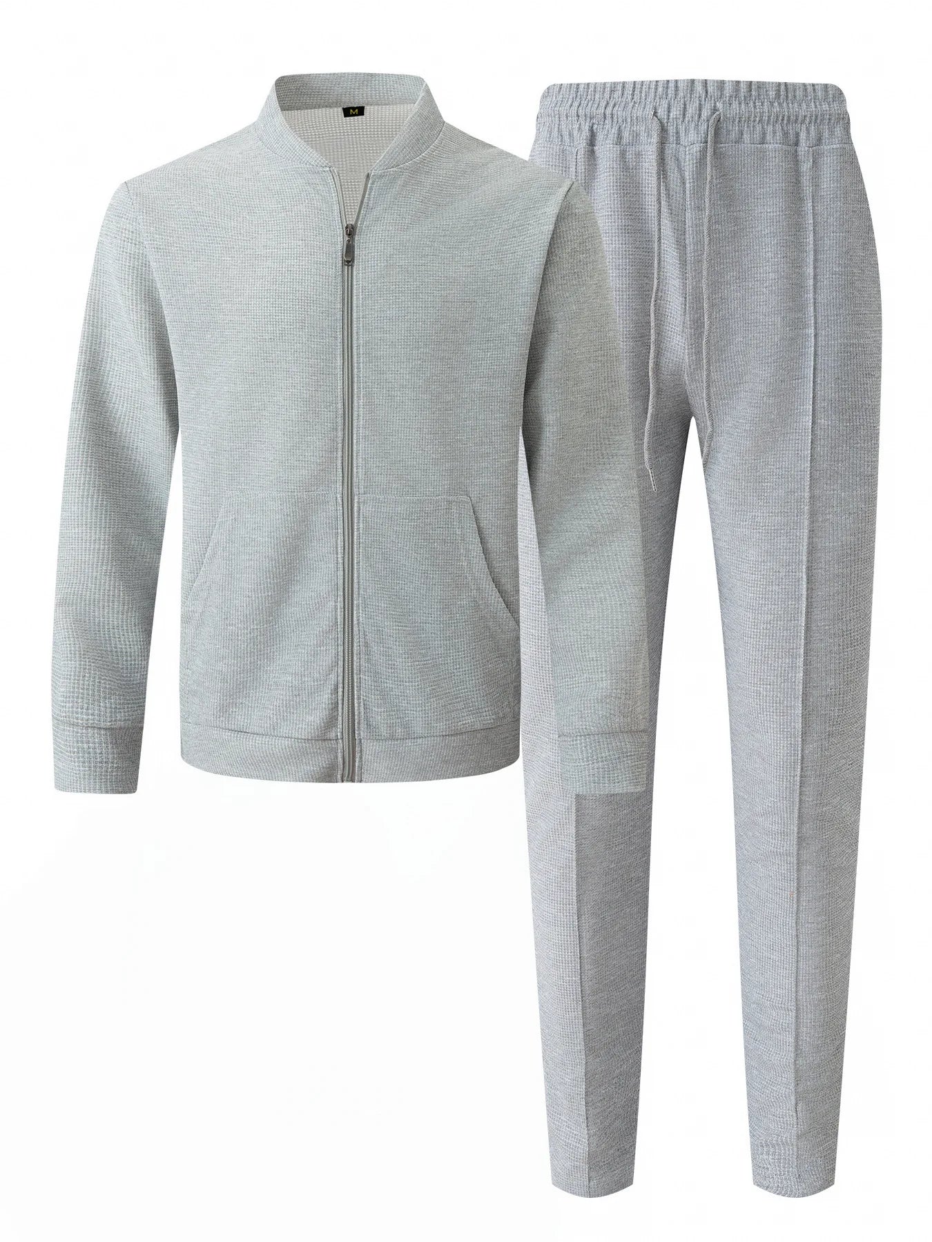 Men's Waffle Knit Baseball Jacket & Pants Set – Casual High Street Co-Ord