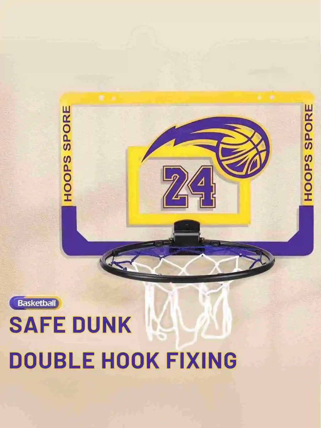 Kids Wall-Mounted Foldable Basketball Stand – Silent, No-Drill Indoor & Outdoor Activity Hoop with Basketball