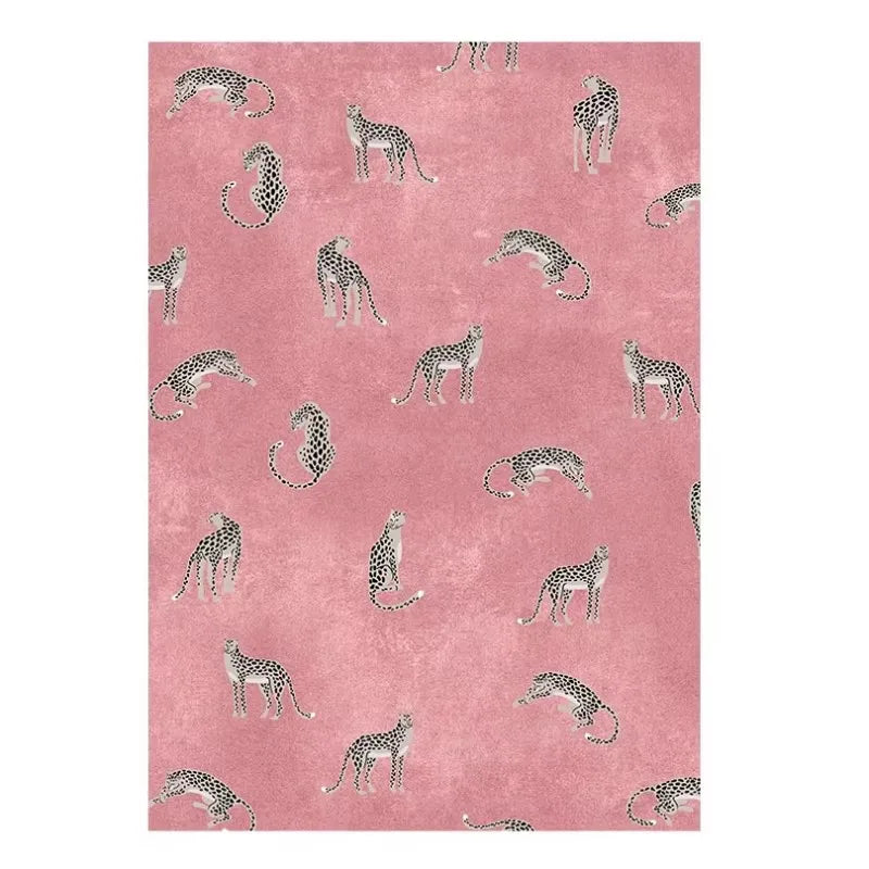 Leopard Print Plush Lounge Rug – Light Luxury Non-Slip Flannel Carpet for Living Room & Bedroom