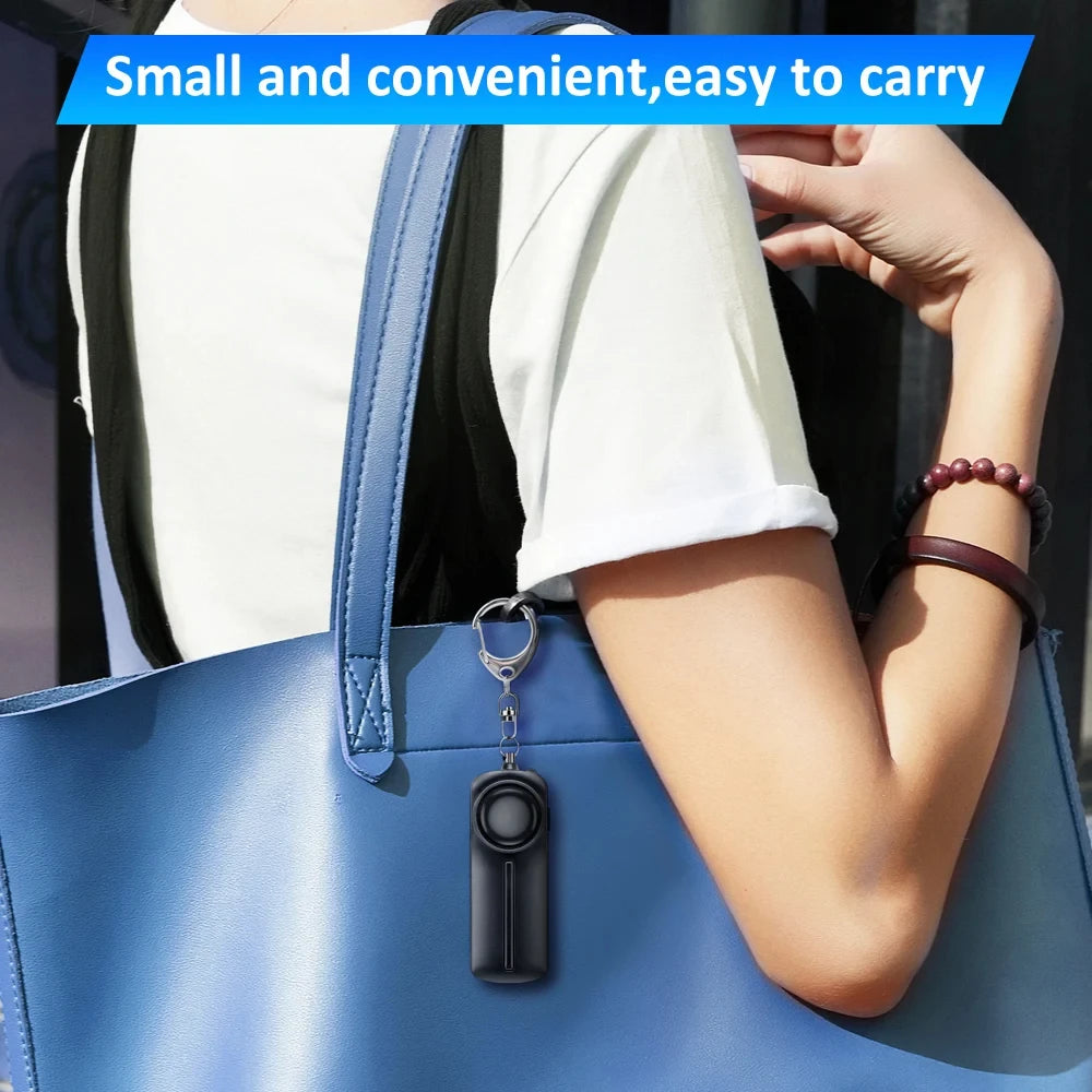 130dB Personal Safety Alarm Keychain with LED Light – Rechargeable Self Defense