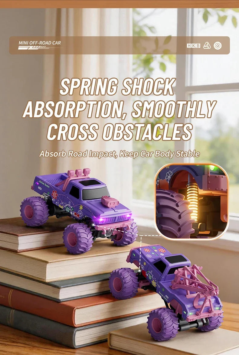 hot model 1:64 mini alloy remote control truck 2.4G four-wheel drive big foot off-road vehicle simulation model children toy car