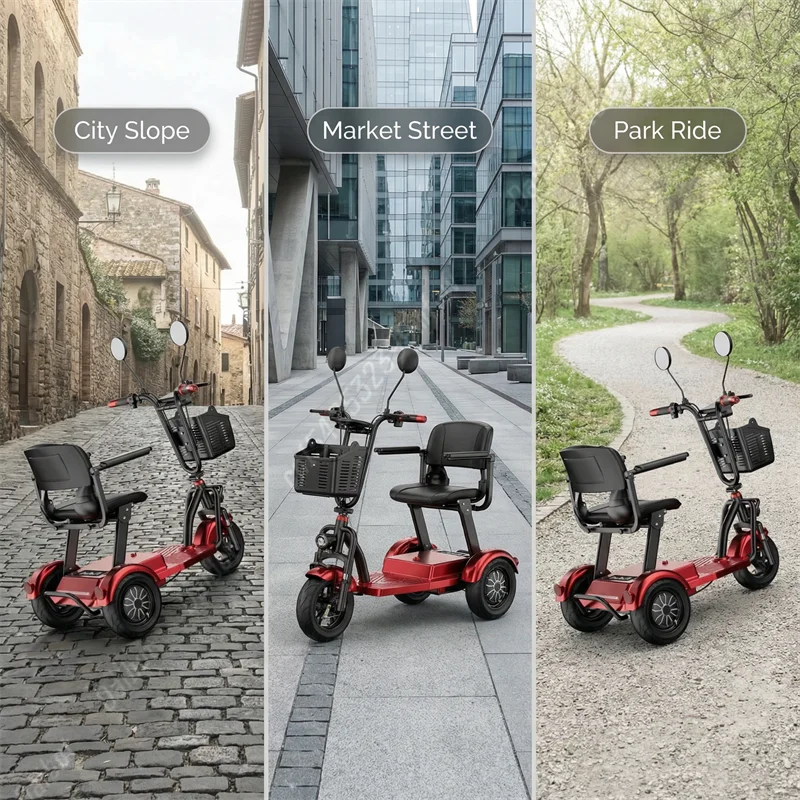 Foldable 3-Wheel Electric Mobility Scooter – 500W Dual Motor, 40 km Range