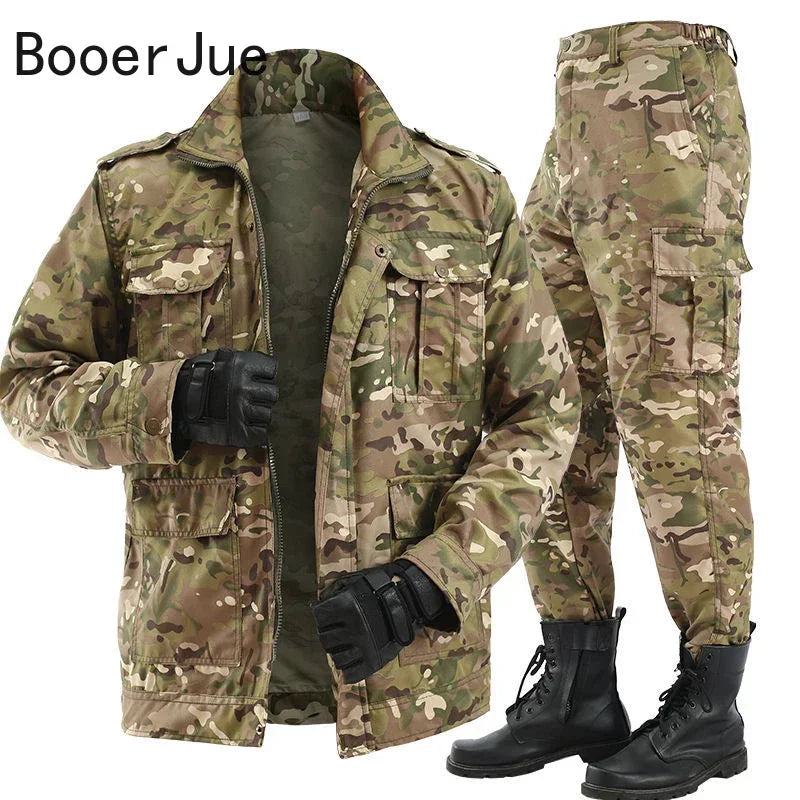 Men's Python Pattern Tactical Tracksuit – Wear-Resistant Outdoor Work Suit (M–4XL)