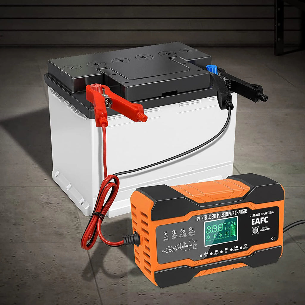 12V/24V Smart Battery Charger – 7-Stage Fast Charging & Pulse Repair for AGM, GEL, WET & Lead Acid Batteries