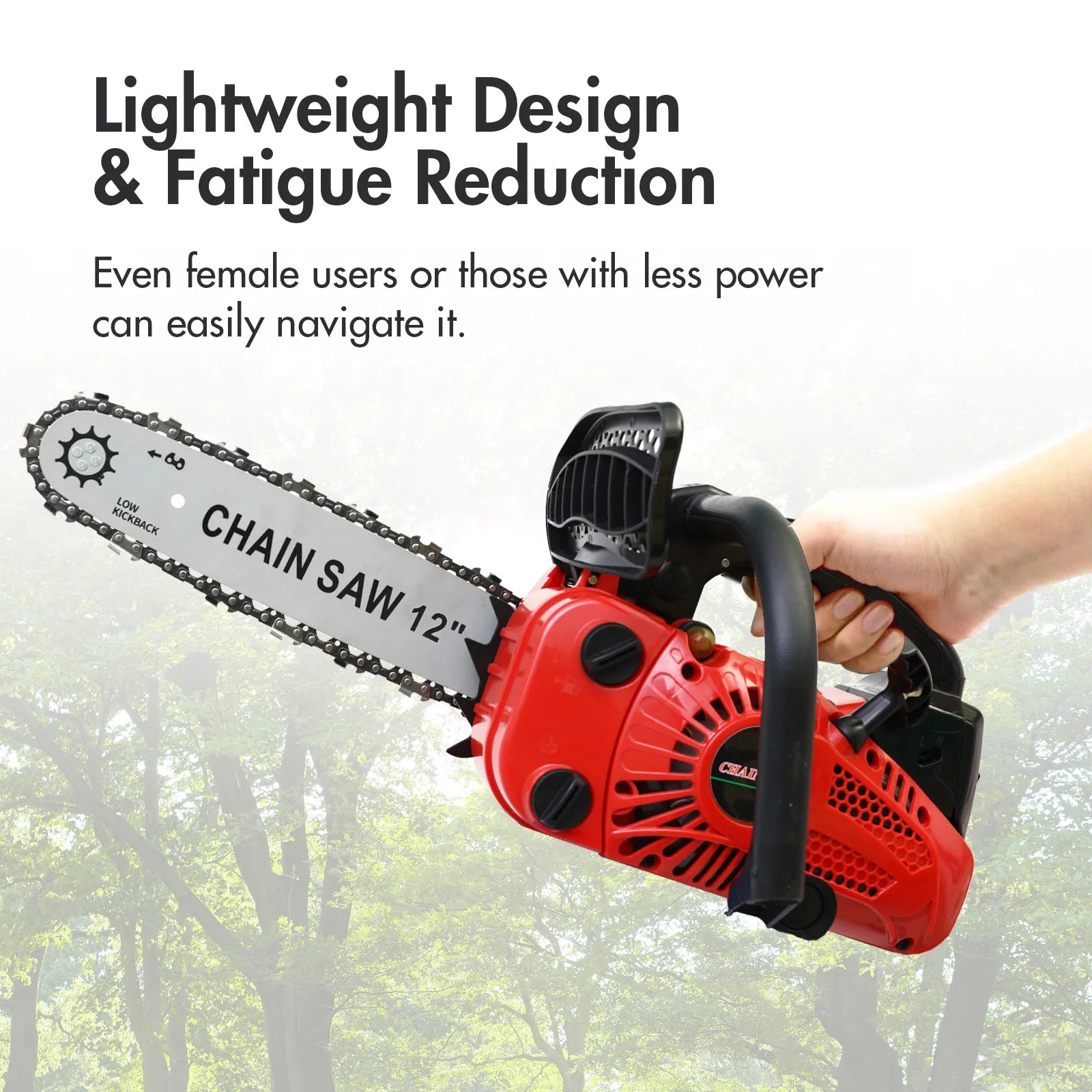 12-Inch Portable Gas Chainsaw — 1KW, 25.4CC, Lightweight for Tree & Branch Cutting