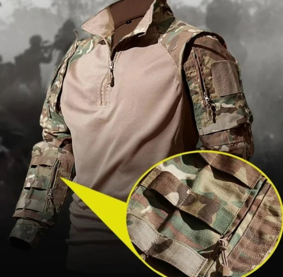 Men's Tactical Camo Combat 2-Piece Set – Waterproof Quick-Dry Hunting Training Suit