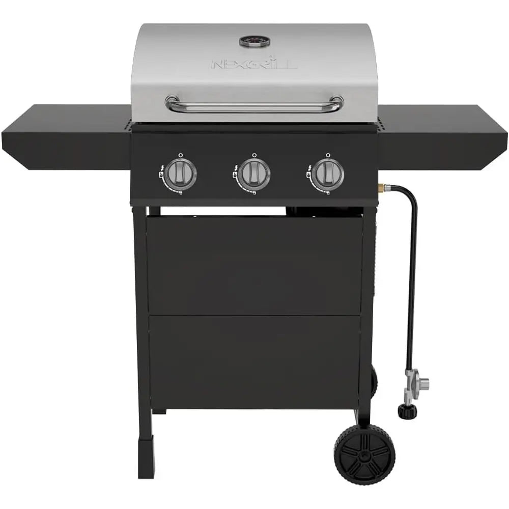 Triple Burner Propane Grill | 27,000 BTU, 429 Sq. In. Cooking Area, Stainless Steel Lid, Porcelain Grates, Side Shelves, Warming Rack