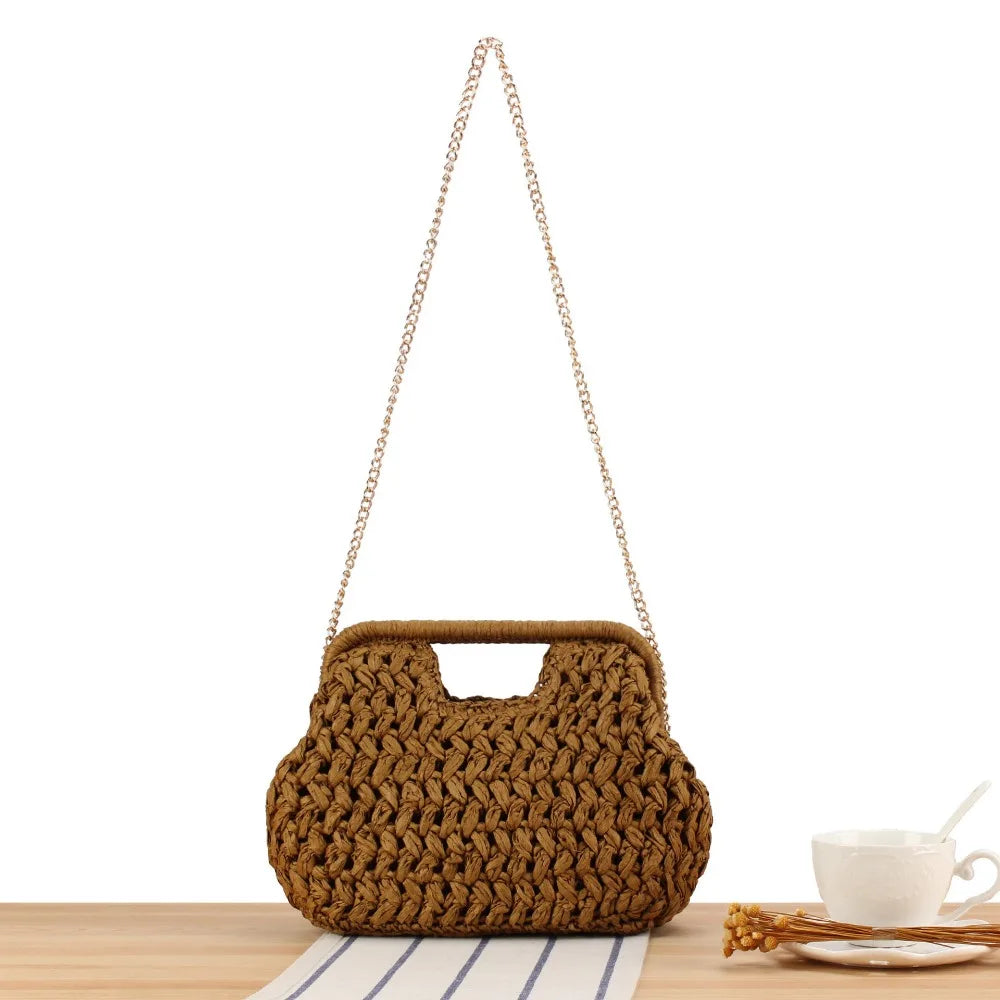 Elegant Woven Straw Clutch Bag – Large Capacity Beach Wallet Travel Handbag for Women