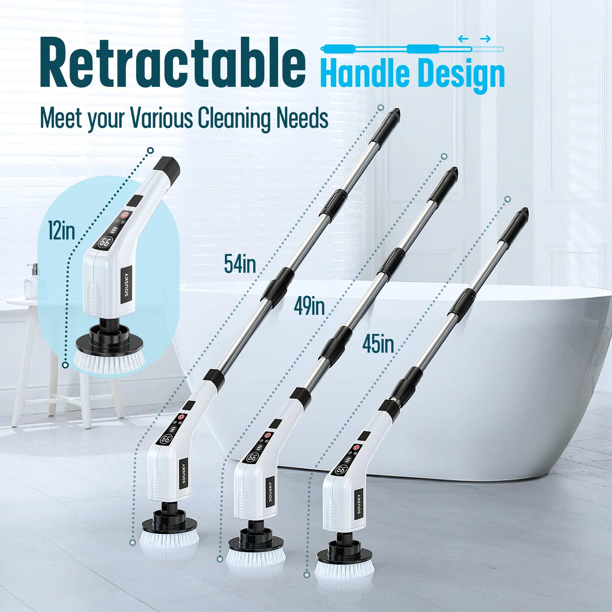 Electric Cleaning Brush – 8-in-1 Cordless Handheld Spin Scrubber with LED Display for Bathroom & Kitchen
