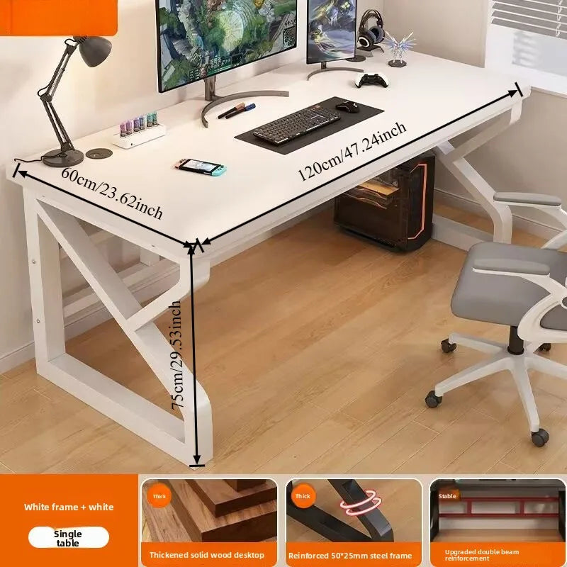 Solid Wood Core Gaming & Home Office Desk — E0 Eco-Friendly, Dual Cable Management, Multiple Sizes & Styles