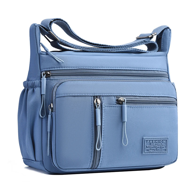 Waterproof Nylon Crossbody Bag – Multi-Pocket Large Capacity Shoulder Messenger Handbag for Women