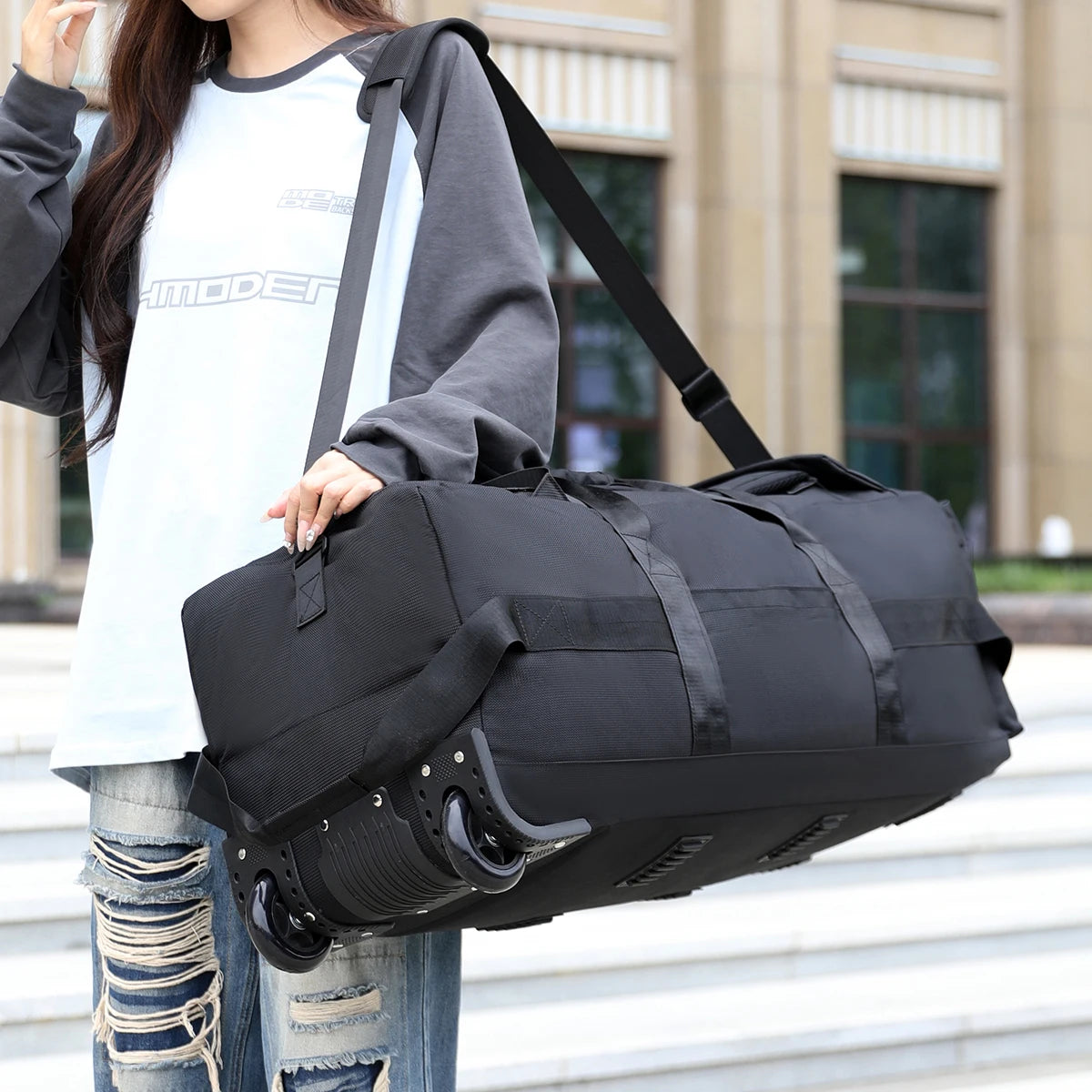 Large-Capacity Wheeled Travel Duffel Bag – Unisex Outdoor Luggage