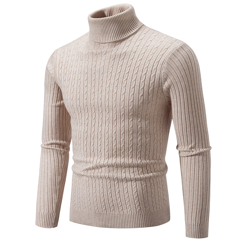 Men's High Neck Turtleneck Knit Sweater — Classic Winter Knitwear
