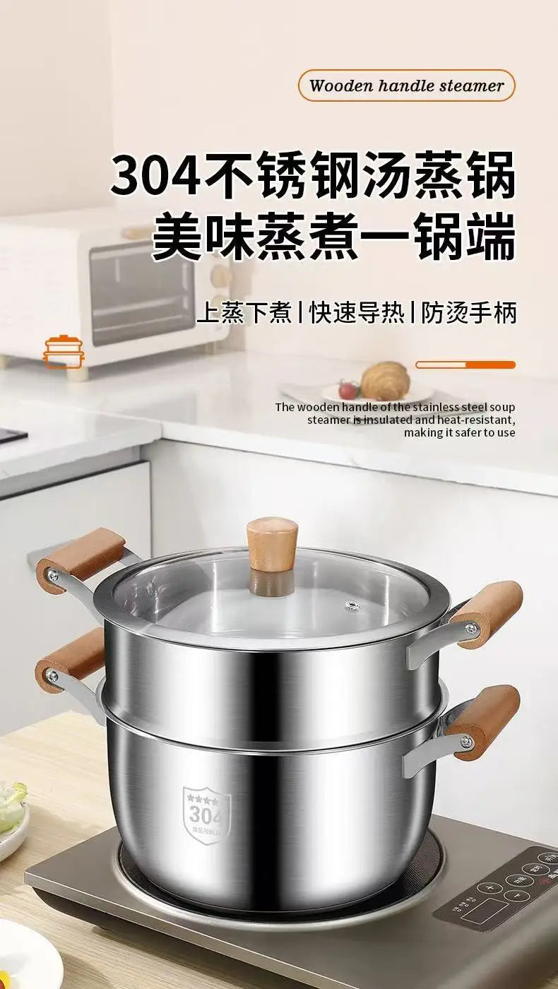 Stainless Steel Soup Pot – Glass Lid & Side Handles