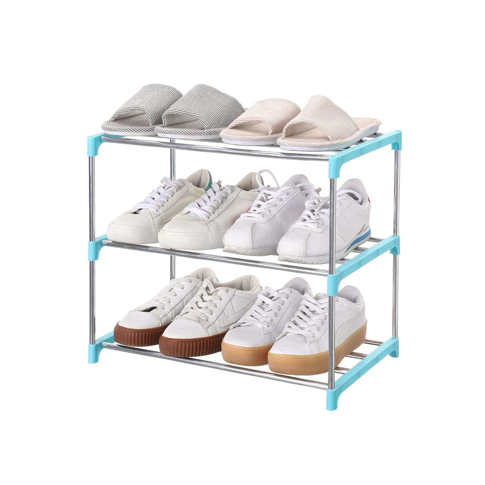 3-Layer Modular Plastic Shoe Rack — Space-Saving Entryway