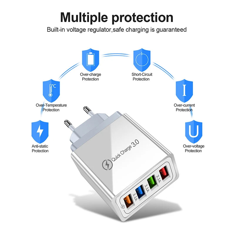3A USB Wall Charger — Compact Fast Charging Adapter for Phone & Tablet