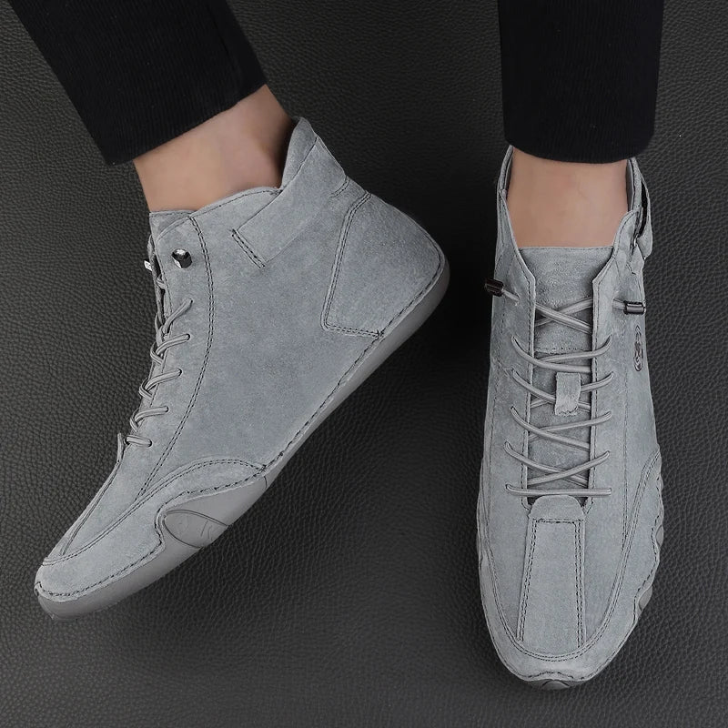 Men's Genuine Leather Lace-Up Ankle Boots