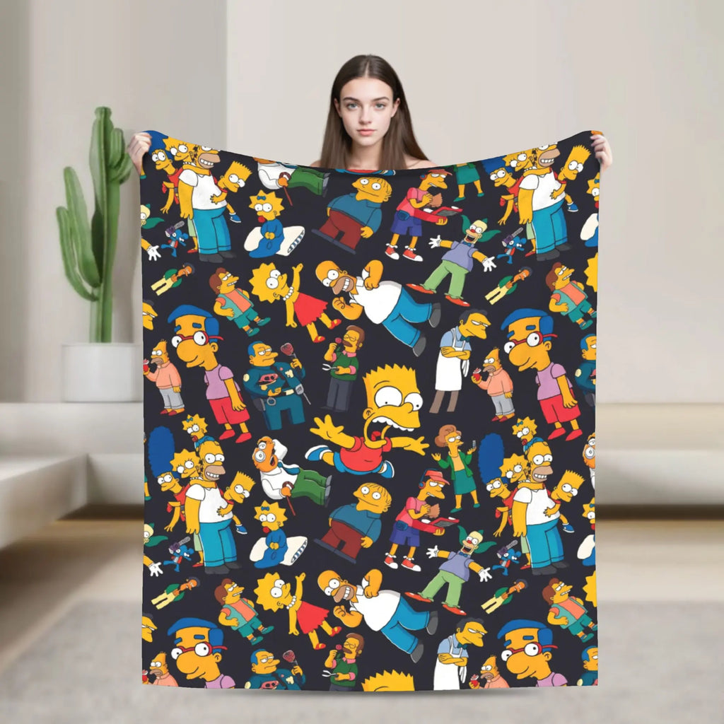 Simpsons Character Super Soft Plush Throw Blanket – Flannel Fleece Bedspread