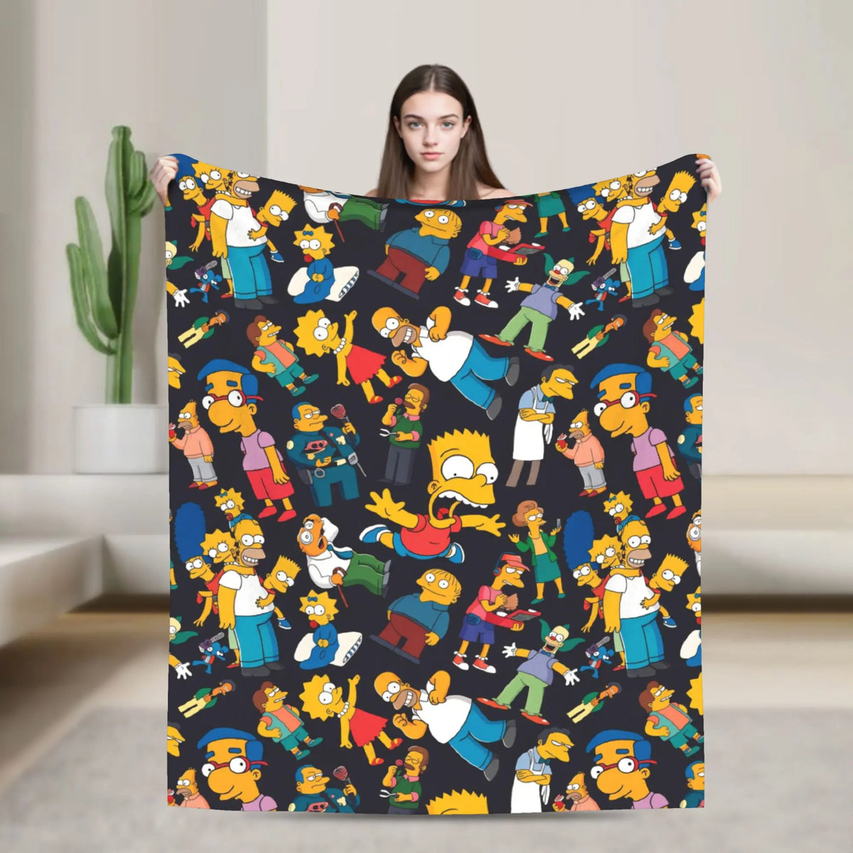 Simpsons Character Super Soft Plush Throw Blanket – Flannel Fleece Bedspread