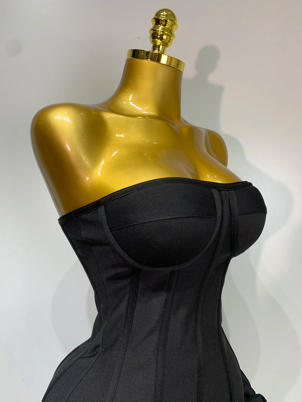 Flower Embellished Strapless Bandage Mini Dress — Backless Bodycon Celebrity Party Dress