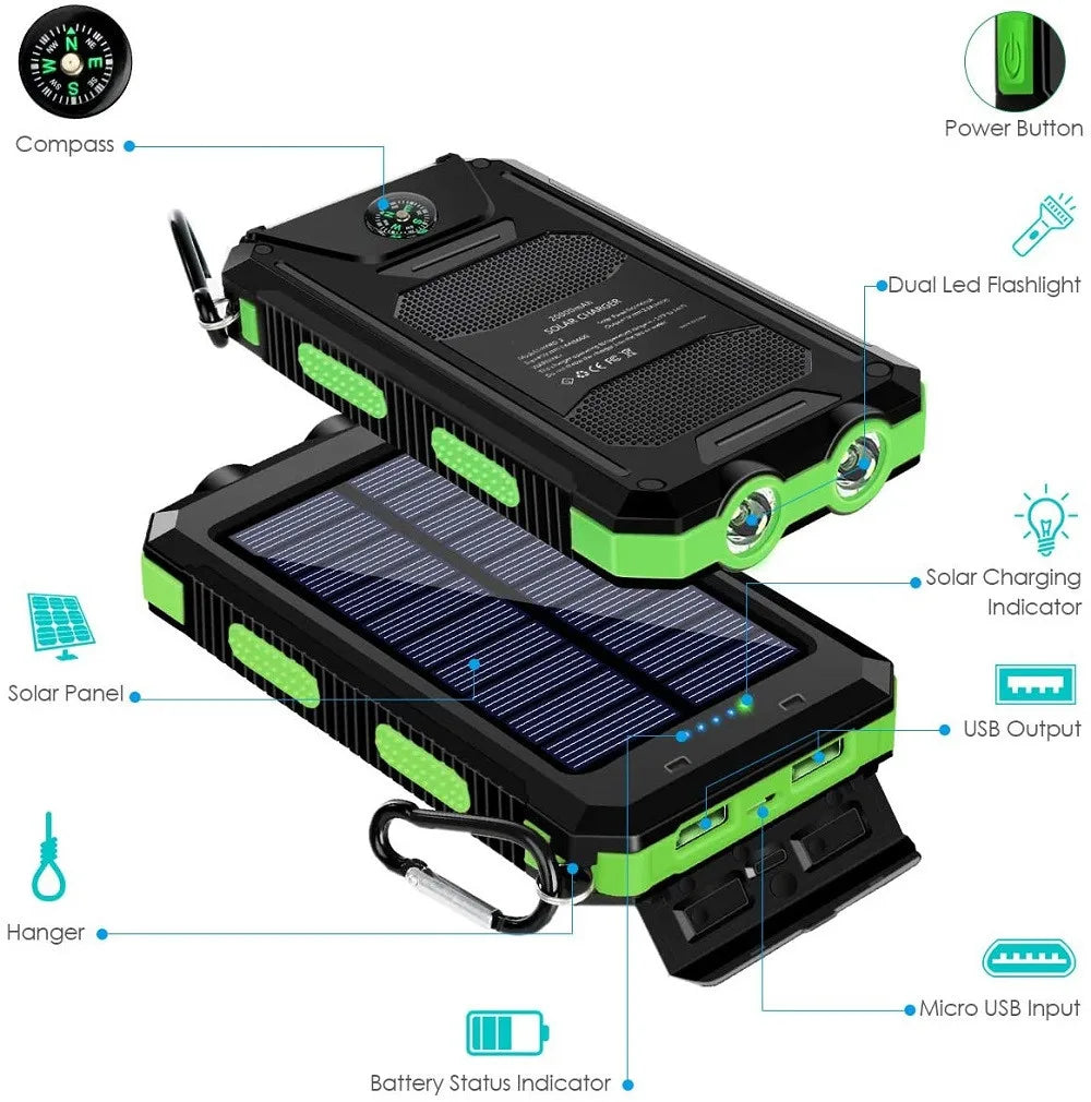 Solar Power Bank 80000mAh — Portable Outdoor Charger with Solar Panel