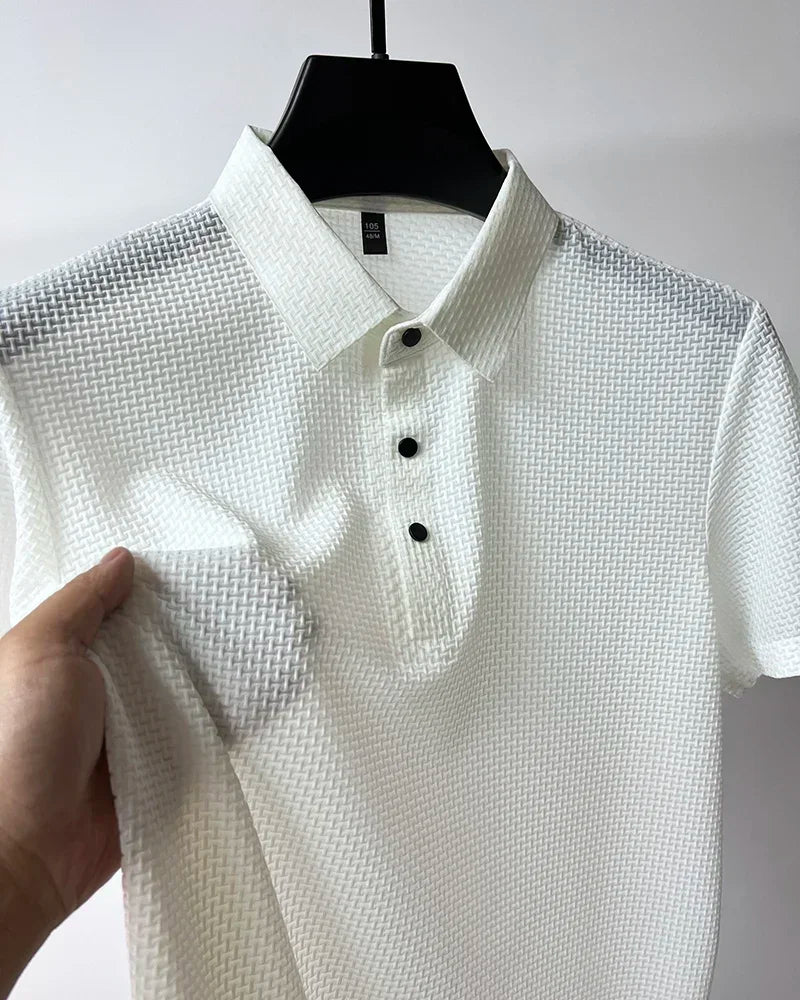 Men's Ice Silk Breathable Polo Shirt — Business Casual Short Sleeve Summer Top