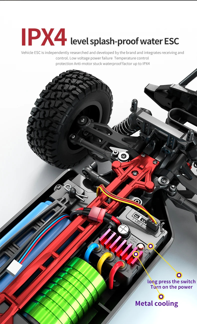 16103 PRO 1:16 Scale 4WD Brushless RC Car – 70KM/H Off-Road Climbing Truck with LED Lights