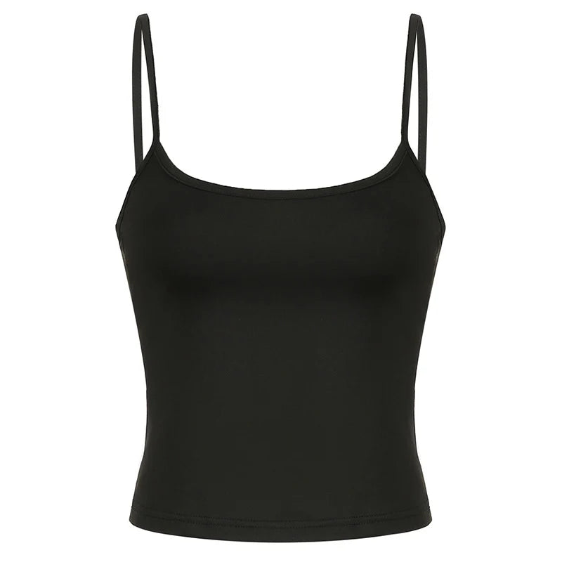 Women's Y2K Harajuku Spaghetti Strap Cropped Top – Vintage Sleeveless All-Match Summer Top
