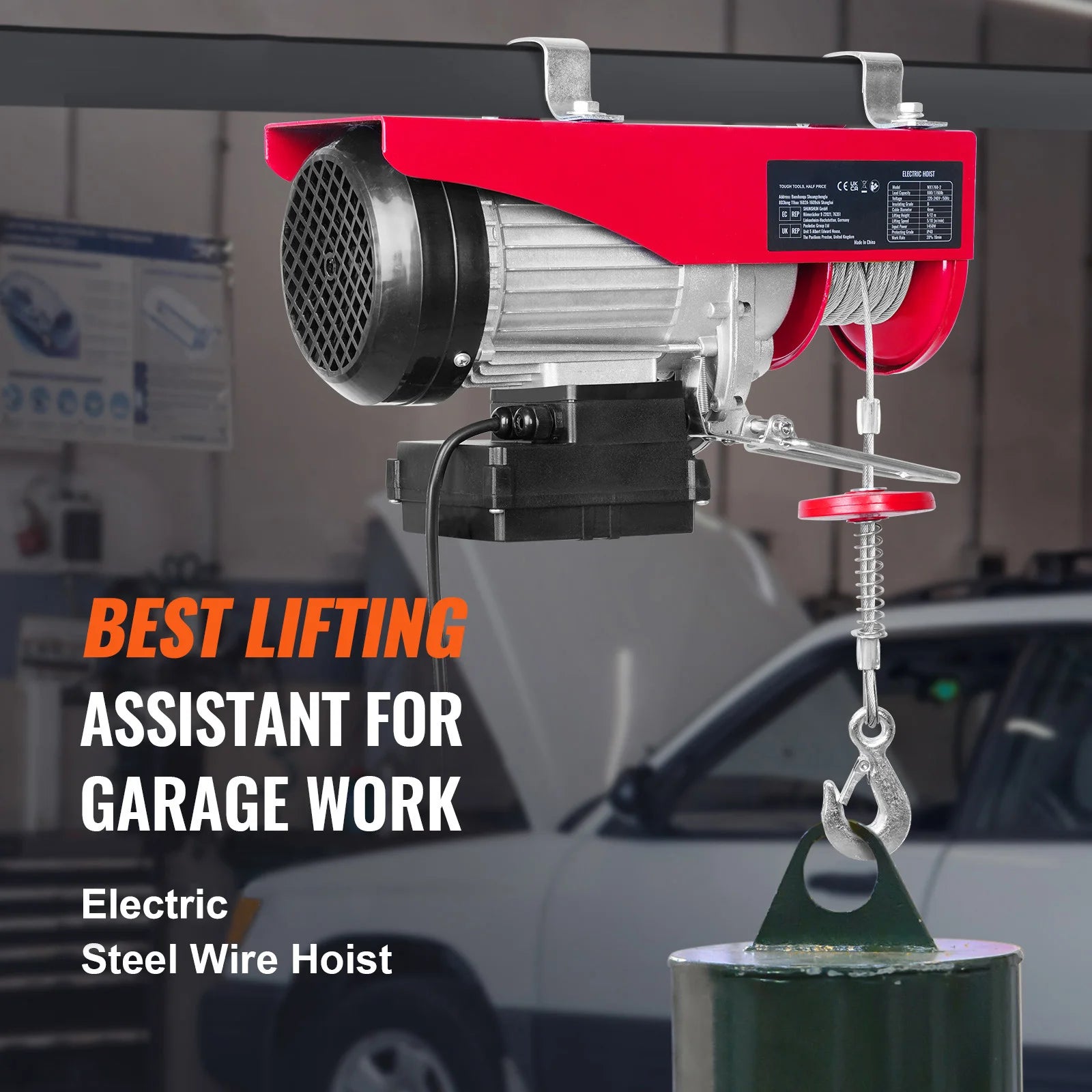 SucceBuy Electric Hoist Lifting Crane — 400-1000kg, Wireless Remote, Pure Copper Motor, CE Certified