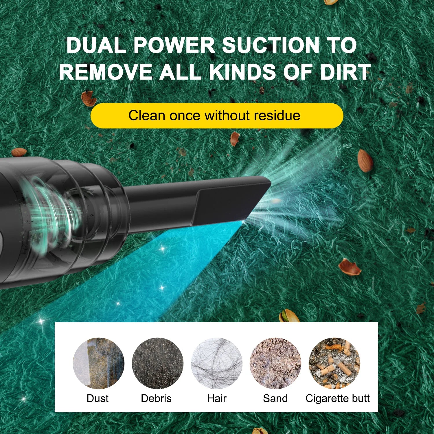 ABS Portable Wireless Car Vacuum Cleaner — Powerful Mini Cleaning Machine for Home, Carpet & Car