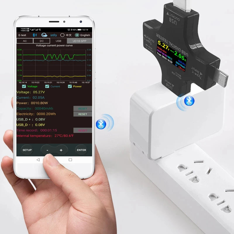 USB Tester Type-C PD Digital Capacity Meter — Voltage, Current & Power Measurement