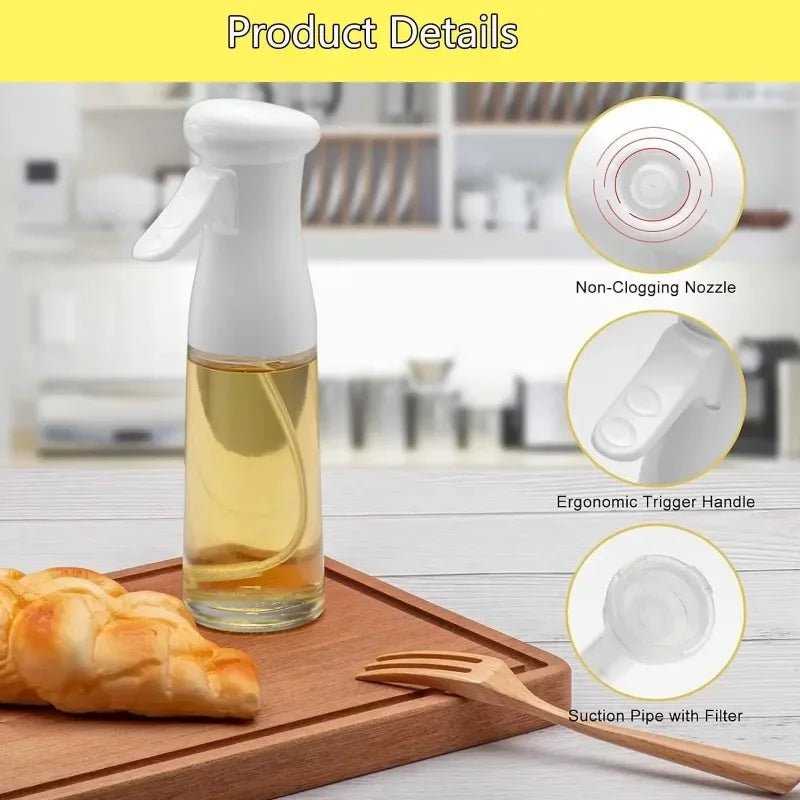 Spray Less. Cook Better. — Reusable Oil Mist Spray Bottle | Food Grade, Olive Oil & Vinegar Dispenser, 200/300/500ml, Black & White