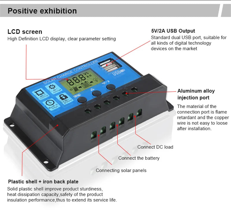 1000W Solar Panel 12V – 60A/100A Controller Solar Charge for RV Car Outdoor Battery Supply