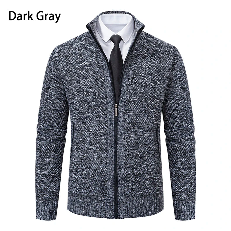 Men's Fleece Zip Cardigan Jacket — Warm Casual Layering Piece