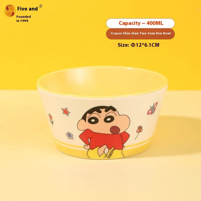 Crayon Cartoon Children's Bowl Set — Soup Bowl & Divided Plate