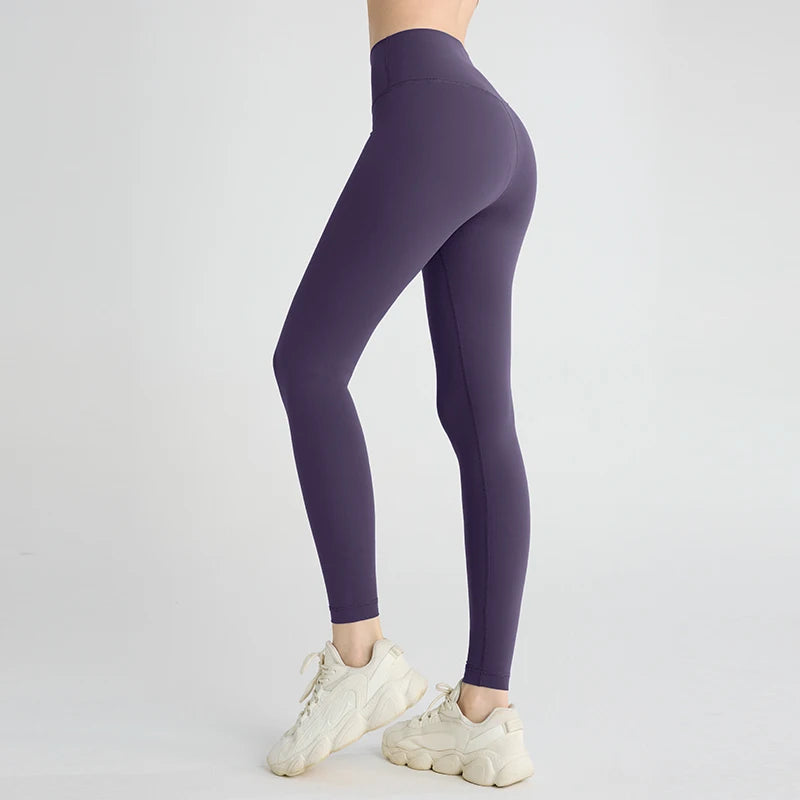 High-Waist Hip-Lifting Yoga Leggings — Breathable Nylon Fitness Running & Cycling Sports Pants, 19 Colors