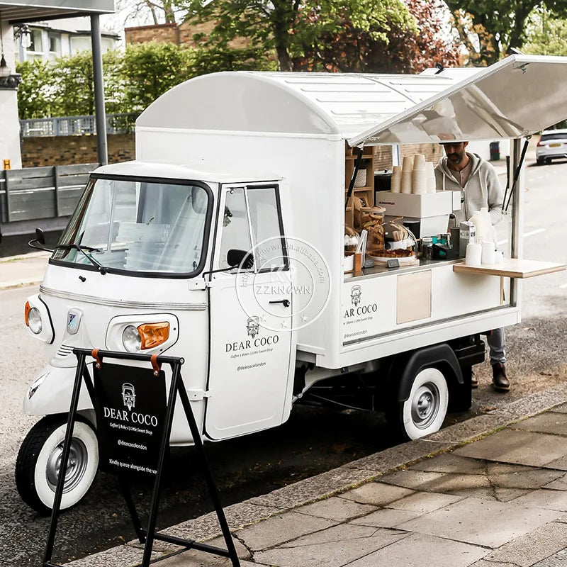 Ape Tuk Tuk Electric Food Tricycle Cart — 3-Wheel Coffee Bar & Mobile Food Truck