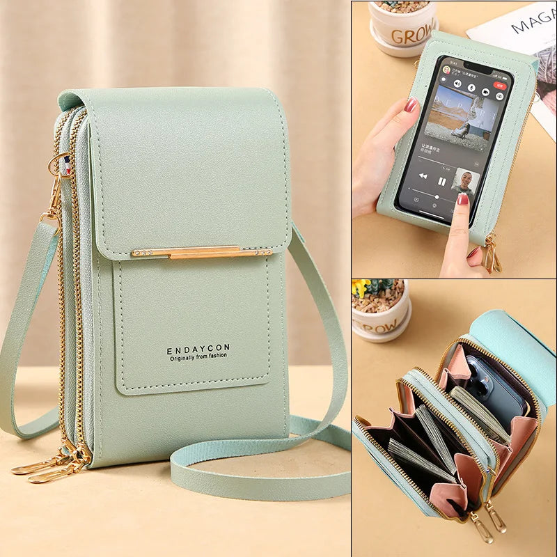 Women's Touch Screen Phone Crossbody Bag – Soft Leather Shoulder Purse & Messenger Handbag