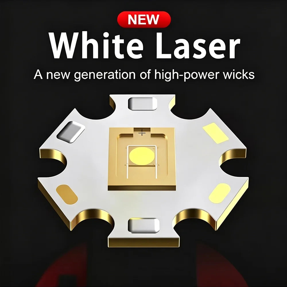 High Power White Laser Flashlight – Rechargeable Zoomable Waterproof Tactical Lantern