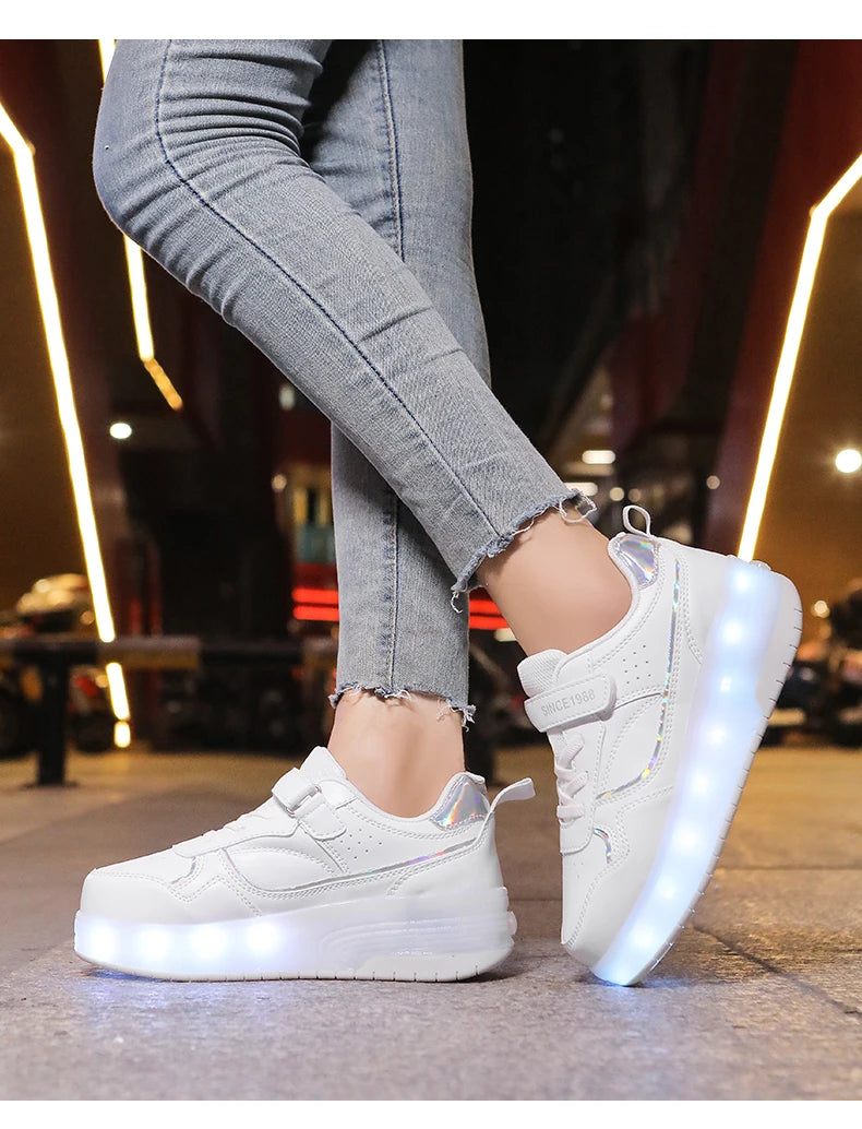 Children's LED Light Roller Skates – Multi-Functional Detachable Wheel Shoes, Size 29-41 for Students