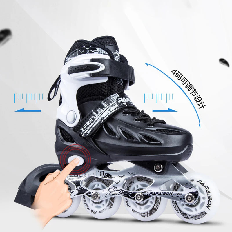 Adjustable Inline Roller Skate Shoes – Flashing 4-Wheel Speed Racing Sneakers for Outdoor Skating