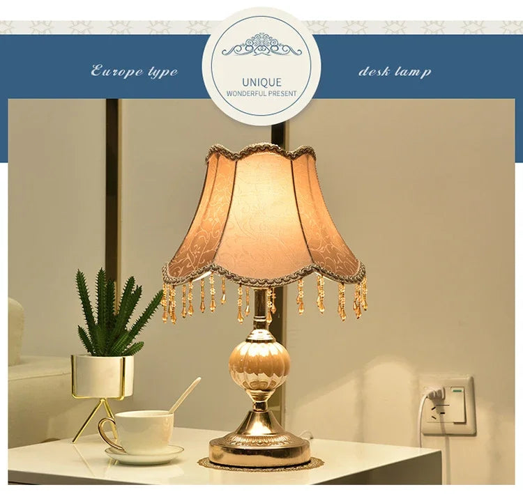 Bedside Lamp – Fabric Shade & Gold or White Base