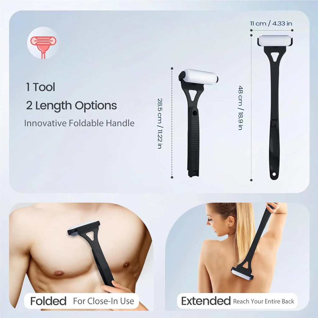 Long Handle Lotion Applicator Stick – Foldable Self-Sunscreen & Tanning Back Applicator with 2 Heads