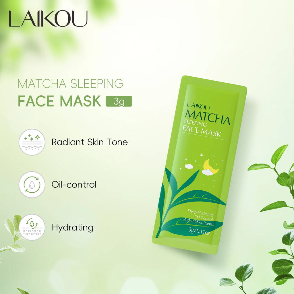 LAIKOU 7-Piece Sleeping Face Mask Set — Snail & Matcha
