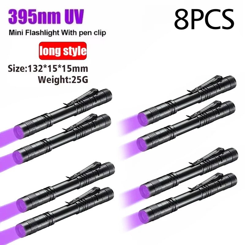 UV Flashlight 395nm Ultraviolet Torch – Pet Urine & Scorpion Detector, Pen Clip, 200 Lumens, AAA Battery