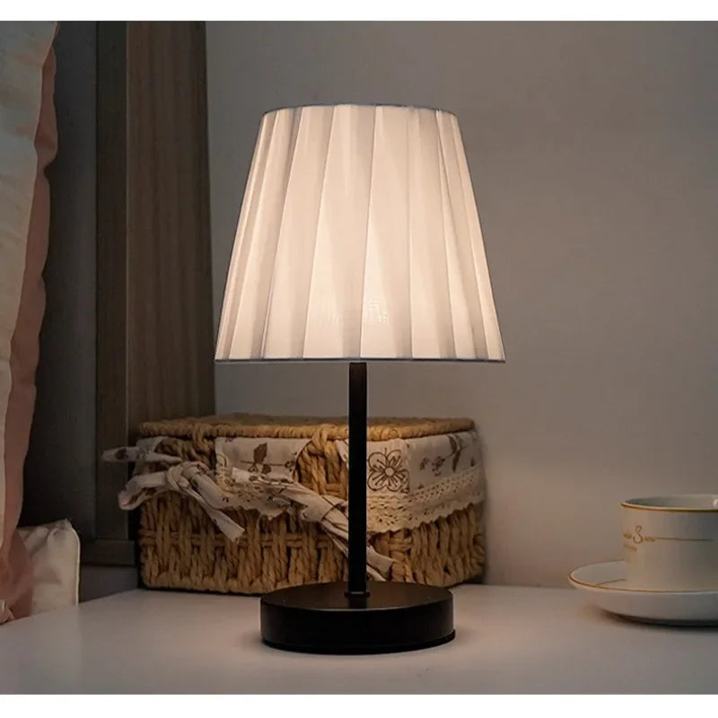 Fabric Shade Table Lamp – Compact LED Bedside Light